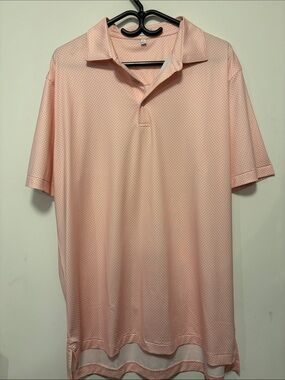 Peter Millar Pale Orange Micro-Pattern Polo